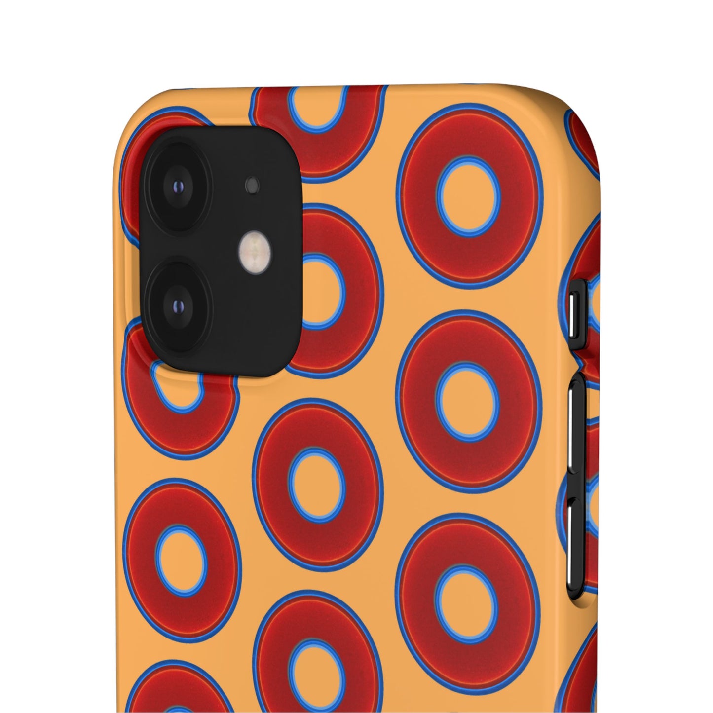 Lumpy Donut Snap Case - red vivid donut print w/creamcicle orange background