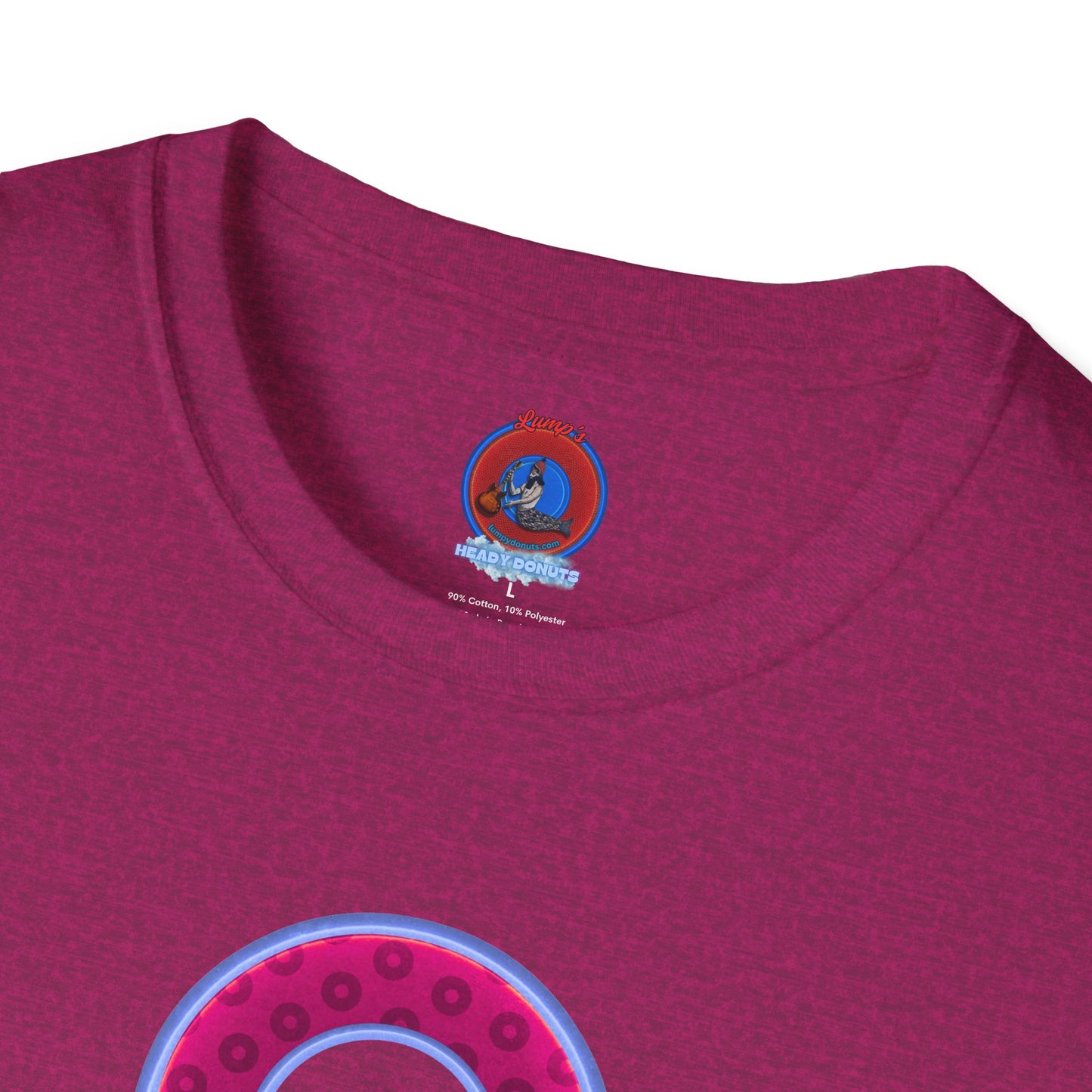 Plain Donuts/Unisex Soft-Style - "Plain Wide Mouthed Paradoxical Donuts" - dark magenta/light blue donuts
