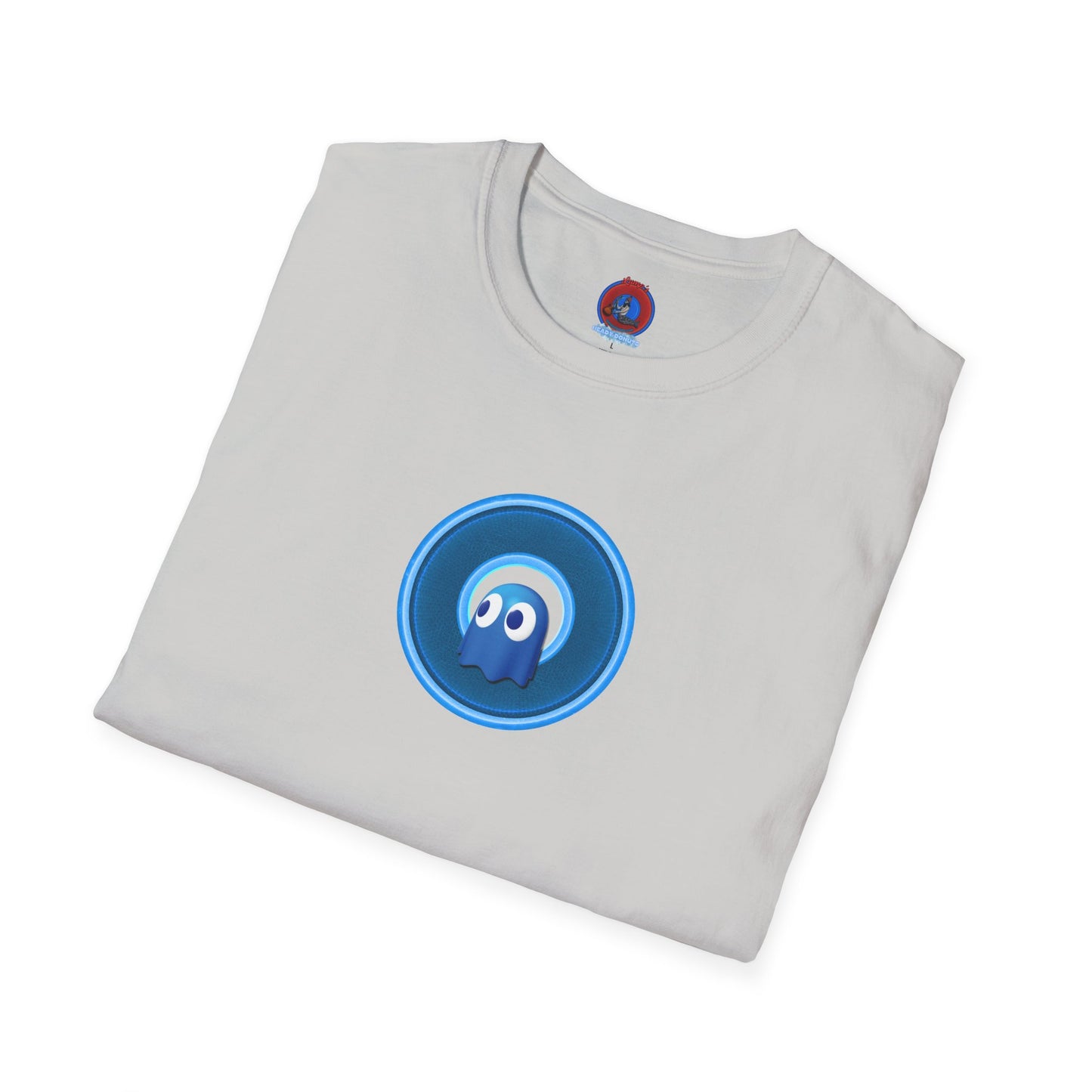 Classic Donut Tee - Unisex Soft-Style - "The Story of the Donut - a Ghostly Good Time" - variant 2 - blue/light blue rustic donut