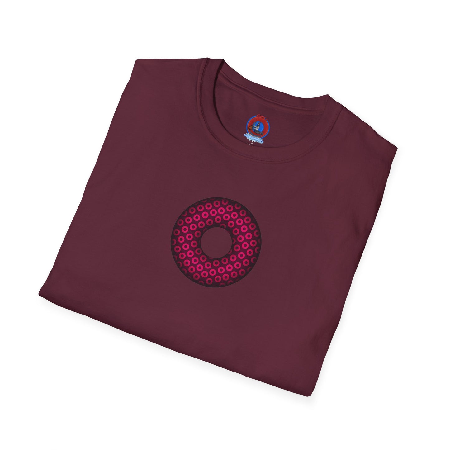 Plain Donuts/Unisex Soft-Style - "Plain Paradoxical Grided Donuts" - pink/burgundy donuts