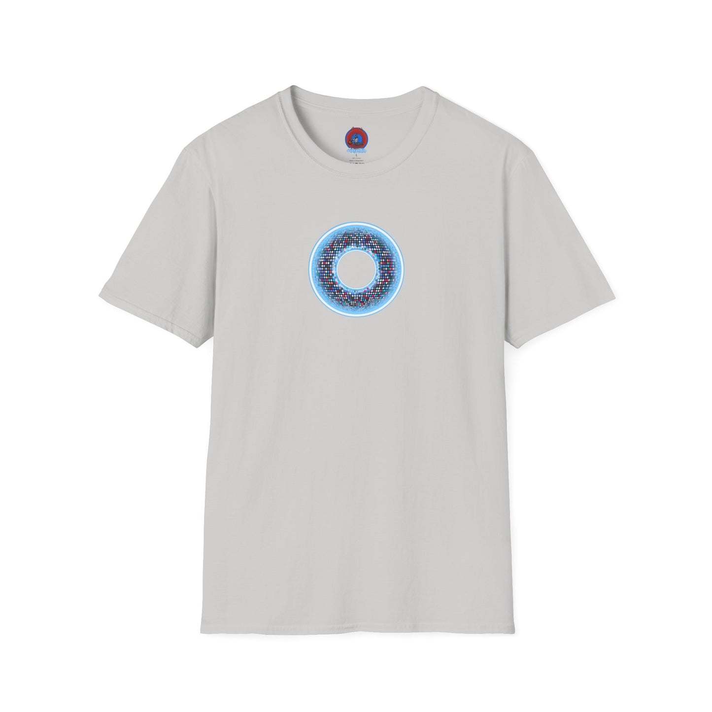Classic Donut Tee - Unisex Soft-Style - "Microdot Donut" - light blue pixilated donut