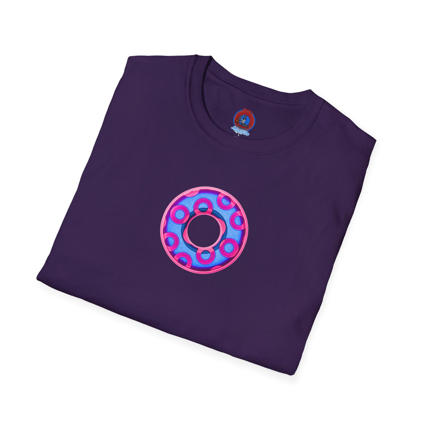 Plain Donuts/Unisex Soft-Style - "Plain Rustic Paradoxical Donuts" - light blue/magenta donuts