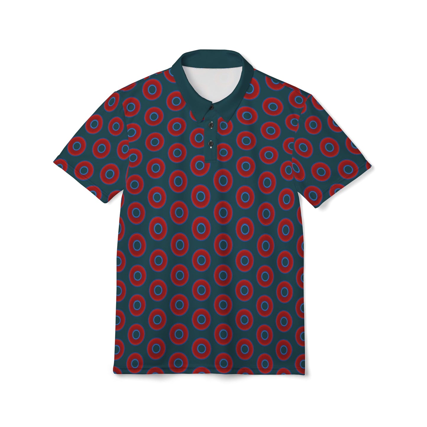 AOP Donut Polo - vivid donut print w/midnight teal green background [unisex]