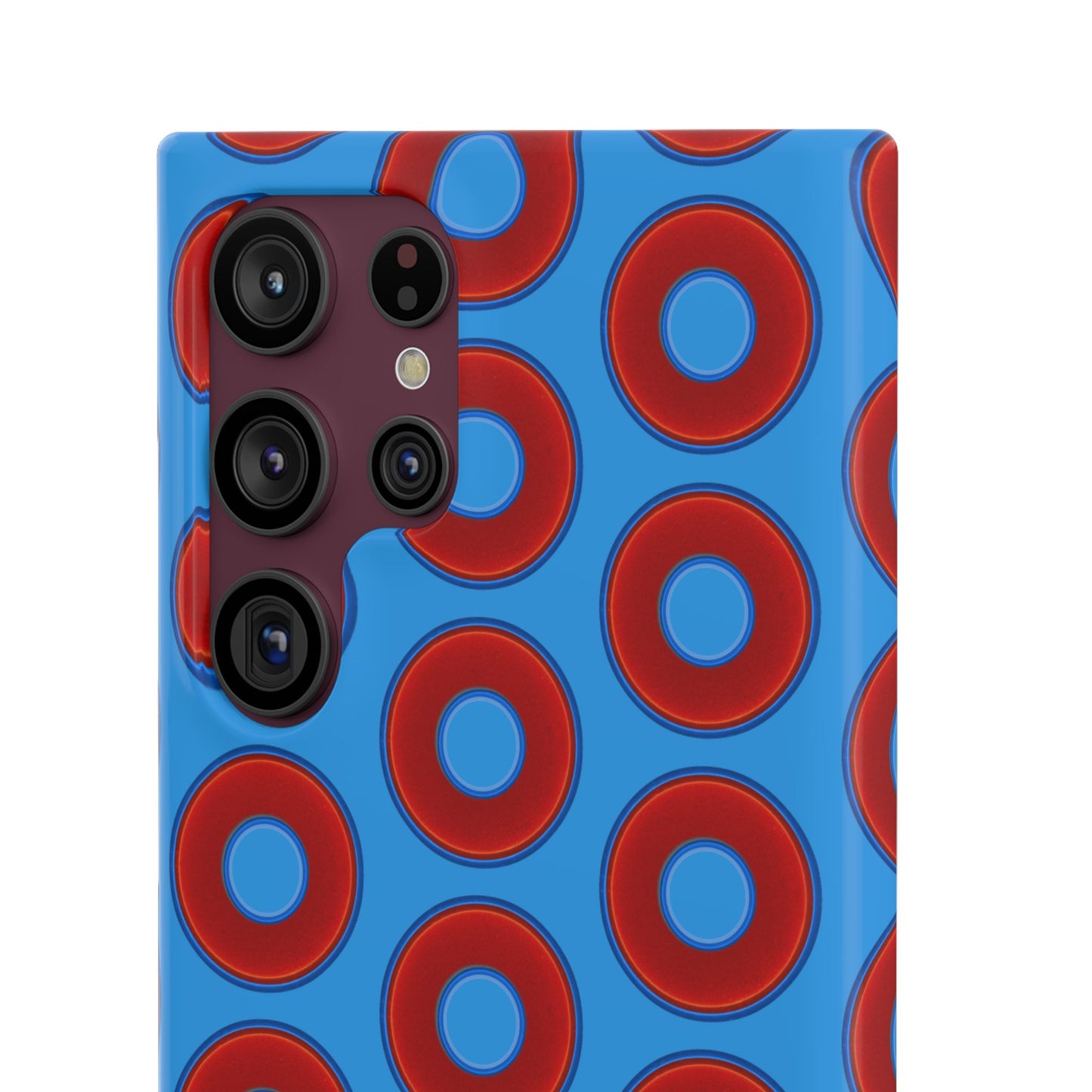 Lumpy Donut Snap Case - red vivid donut print w/sky royal blue background