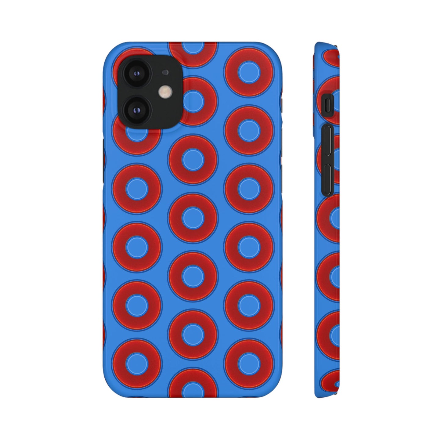 Lumpy Donut Snap Case - red vivid donut print w/light royal blue background
