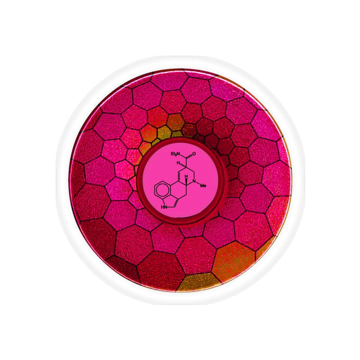 Donut Bumper/Outdoor Sticker - "Dr. Albert Hofmann's Donut" - series 1.0 - variant 1 - magenta hexadonut - [Die-Cut] 6"x 6"
