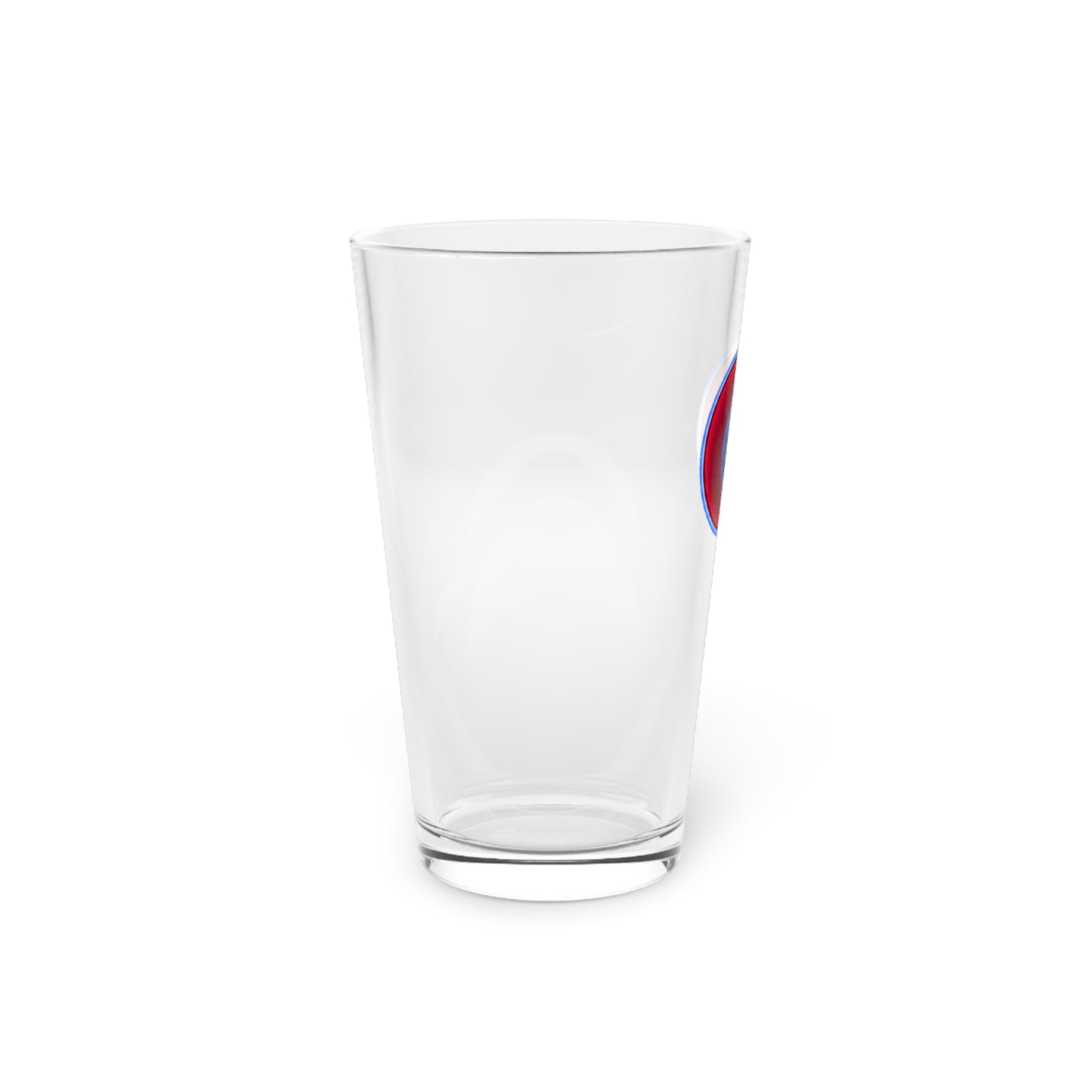 16oz Lumpy Pint Glass - "Liquid Hydrogen Pint" - vivid red donut