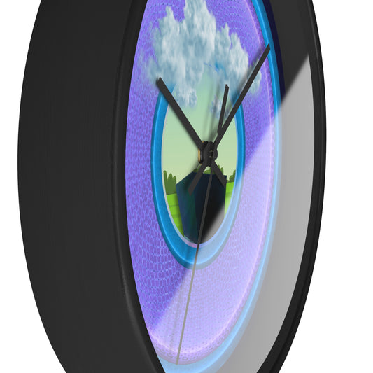 Lumpy Wall Clock - "Got Rhombus?" - variant 4 - light purple/light blue rustic donut w/midnight blue background
