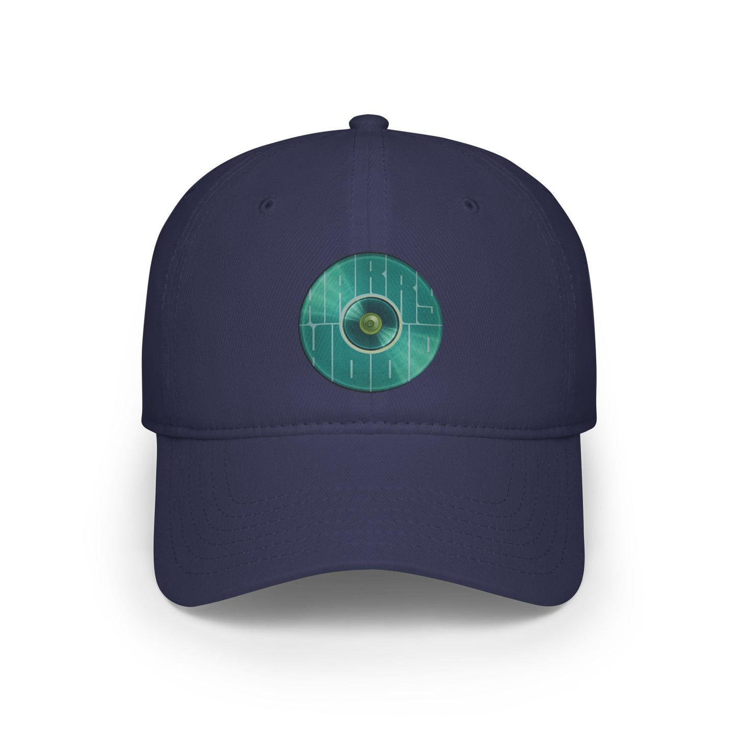 Lumpy Donut Baseball Cap - "Harry Hoodlum Donut Cap" - variant 2 - vivid green blue donut w/words