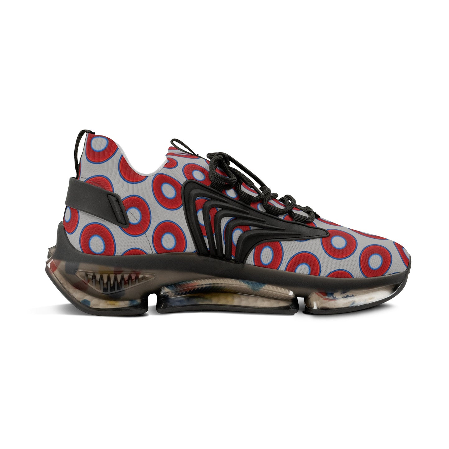 Donut Kicks - red vivid donut print w/light gray background