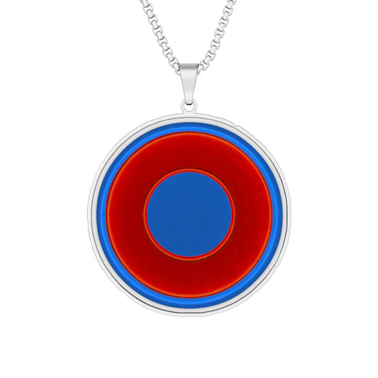 Lump's Heady Donut Necklace - 1" x 1" Stainless Steel Pendant - "Abstract Plain Vivid Donut" - vivid red/blue donut