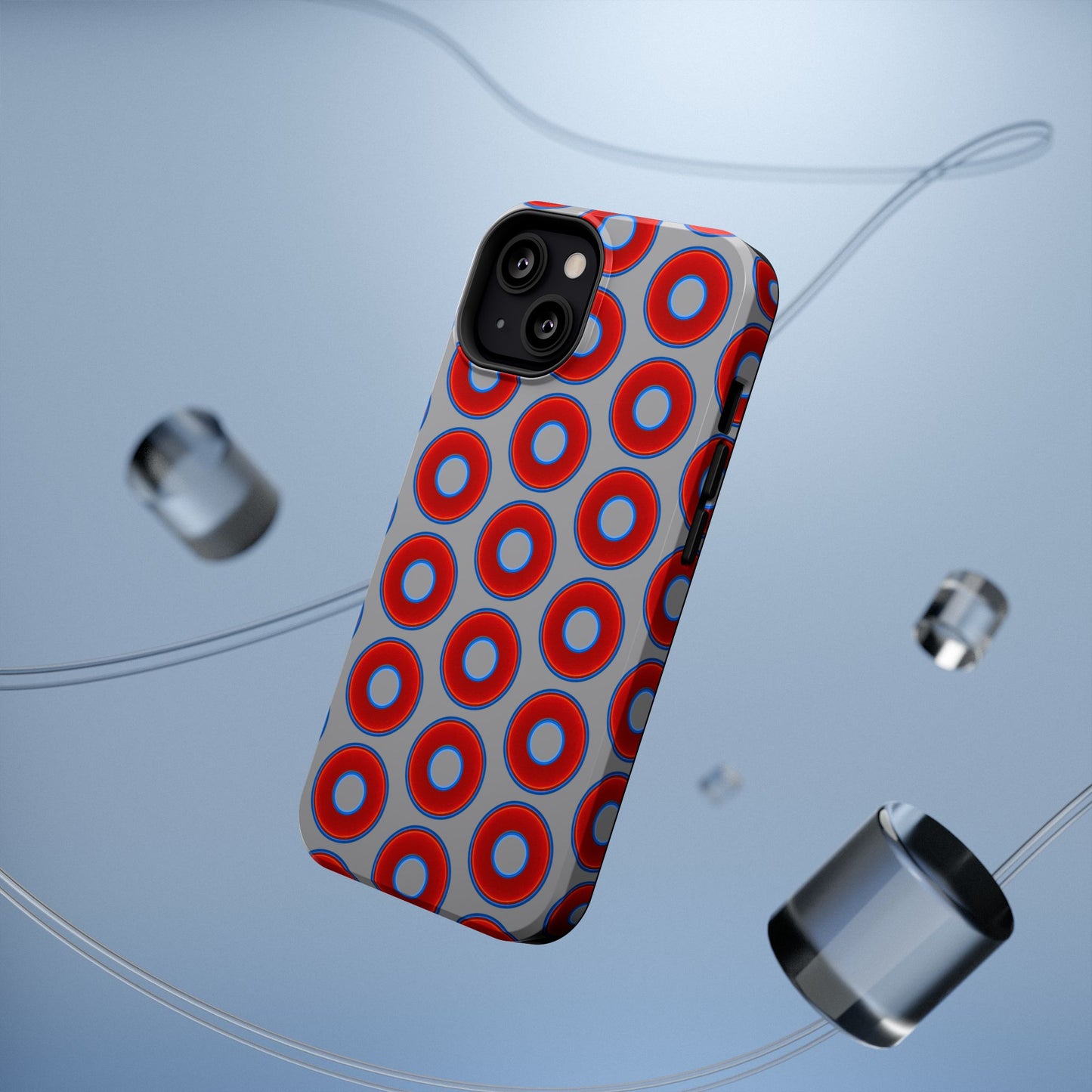 Impact-Resistant Lumpy Donut Case - red vivid donut print w/gray background