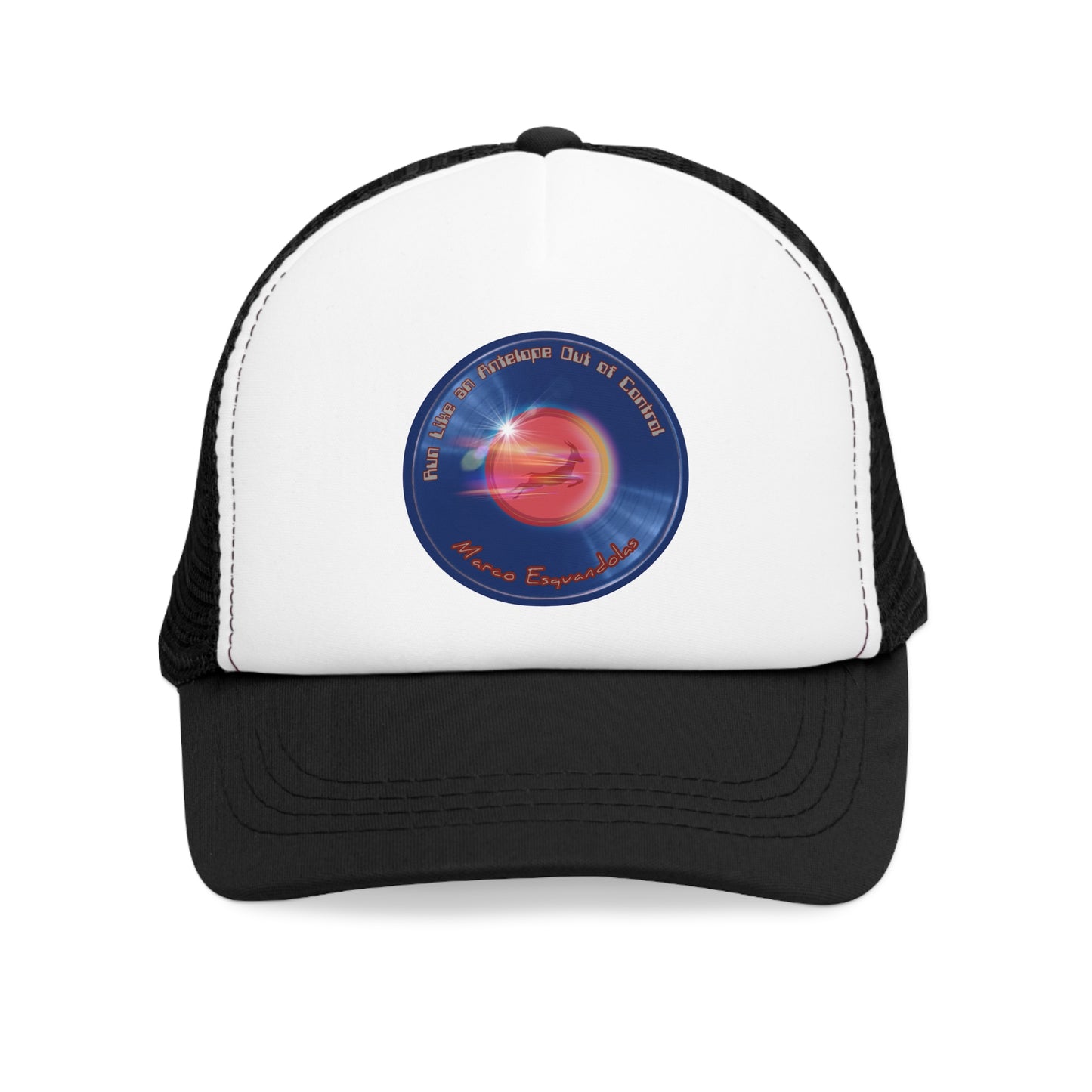 Lumpy Trucker Hat - "Eat Donuts Like an Antelope Out of Control" - blue donut
