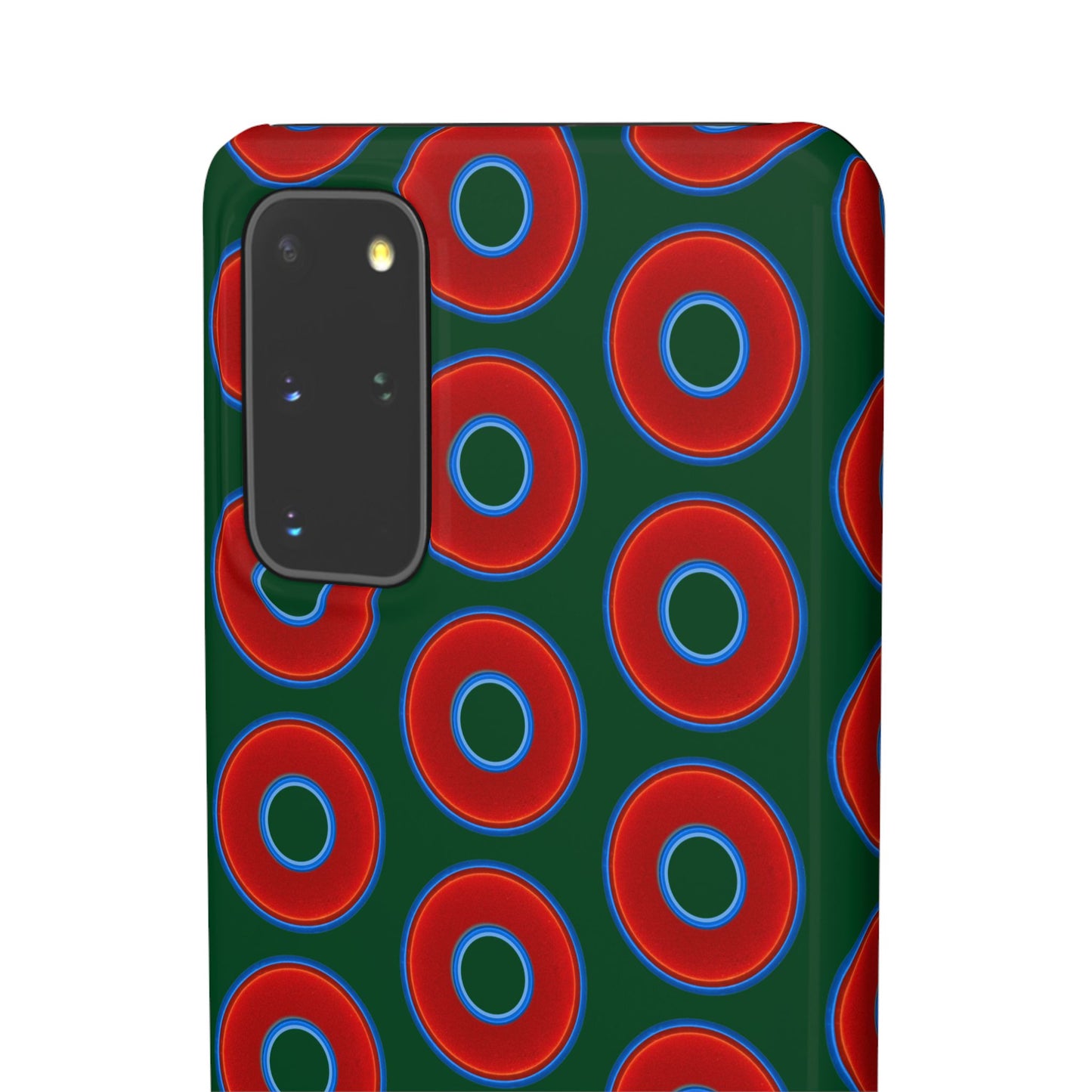 Lumpy Donut Snap Case - red vivid donut print w/deep pond green background