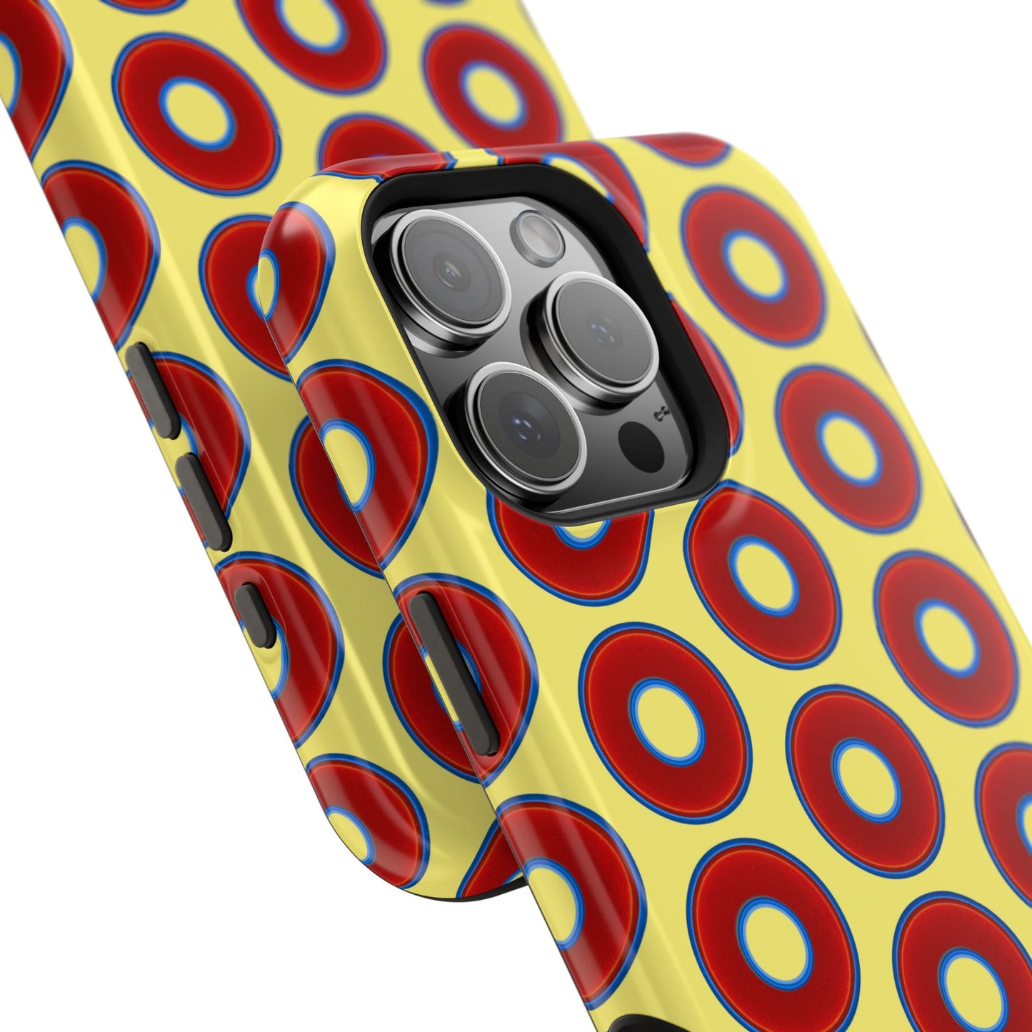 Impact-Resistant Lumpy Donut Case - red vivid donut print w/yellow background