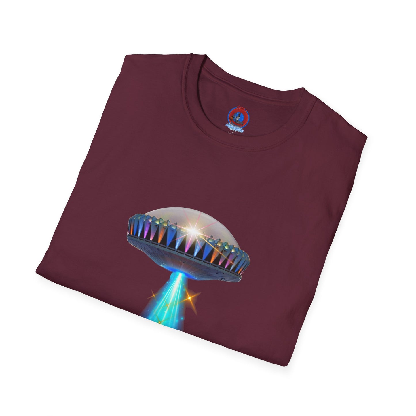 Classic Donut Tee - Unisex Soft-Style - "Donuts now Served on the Mothership" - series 1.0  - variant 6  - tractor-beamed donut