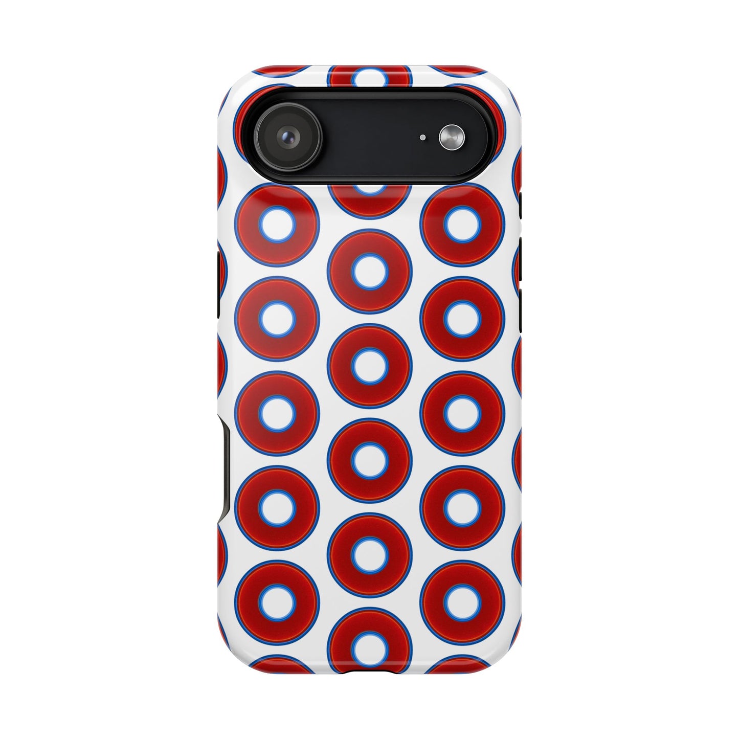 Impact-Resistant Lumpy Donut Case - red vivid donut print w/white background