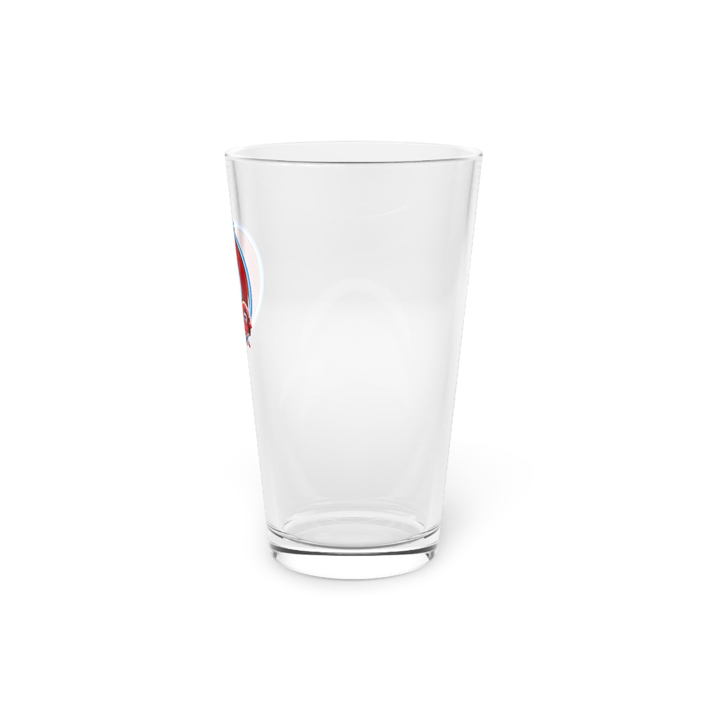 16oz Lumpy Pint Glass - "My Phriend, My Phriend's Pint" - rustic red/light blue donut