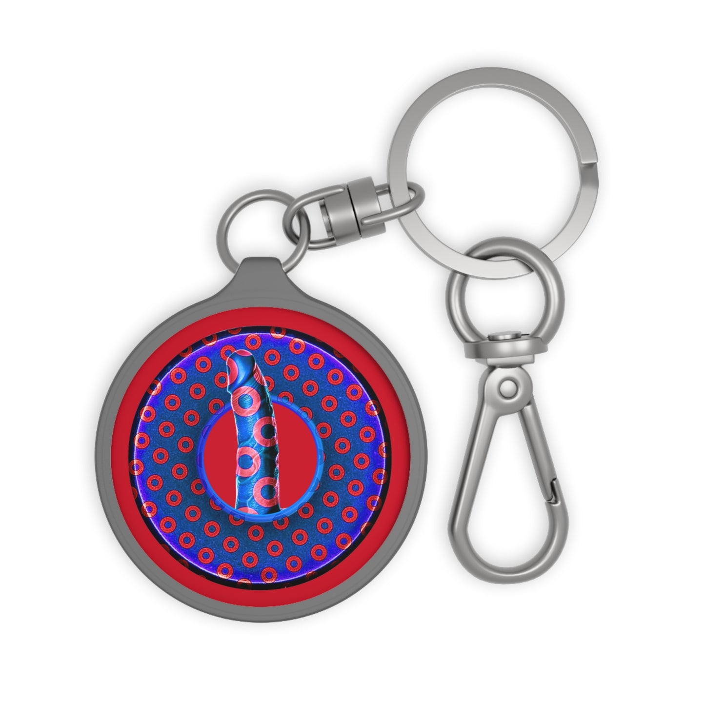 Lumpy Donut Keychain - "Sir Richard's Donut" - series 1.0 - variant 3 - red/blue paradoxical donut