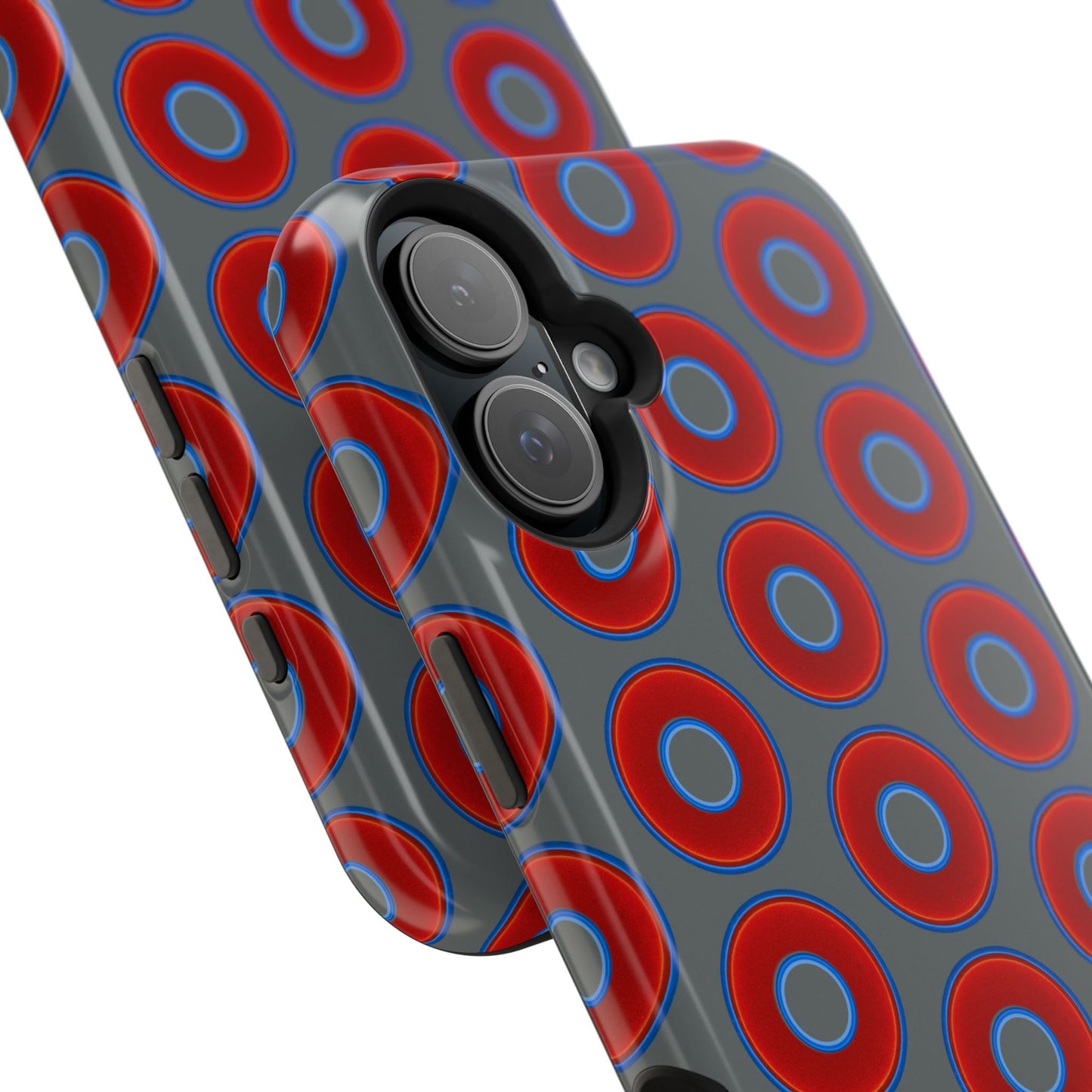 Impact-Resistant Lumpy Donut Case - red vivid donut print w/dark gray background