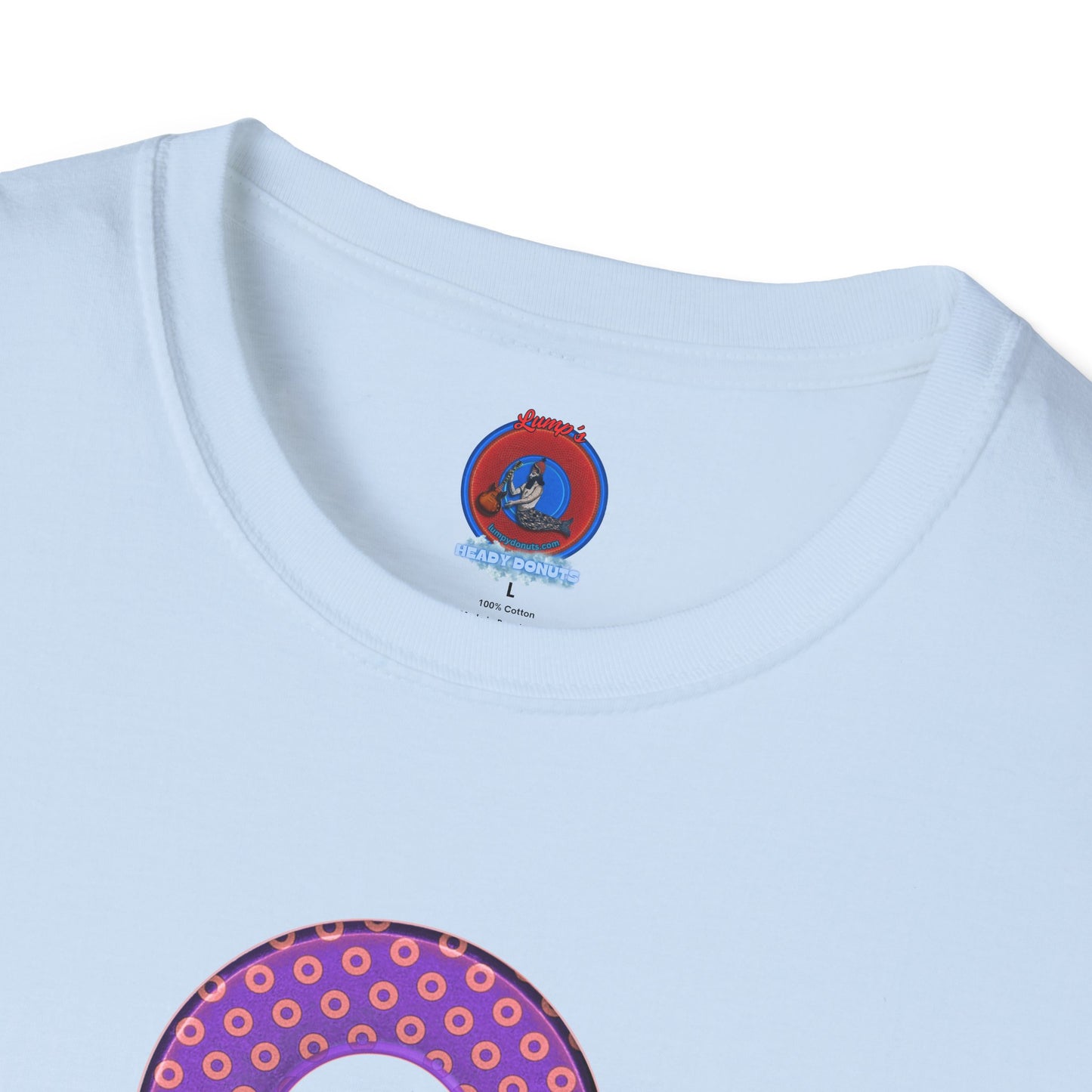 Plain Donuts/Unisex Soft-Style - "Plain Electric Paradoxical Donuts" - light purple/coral donuts
