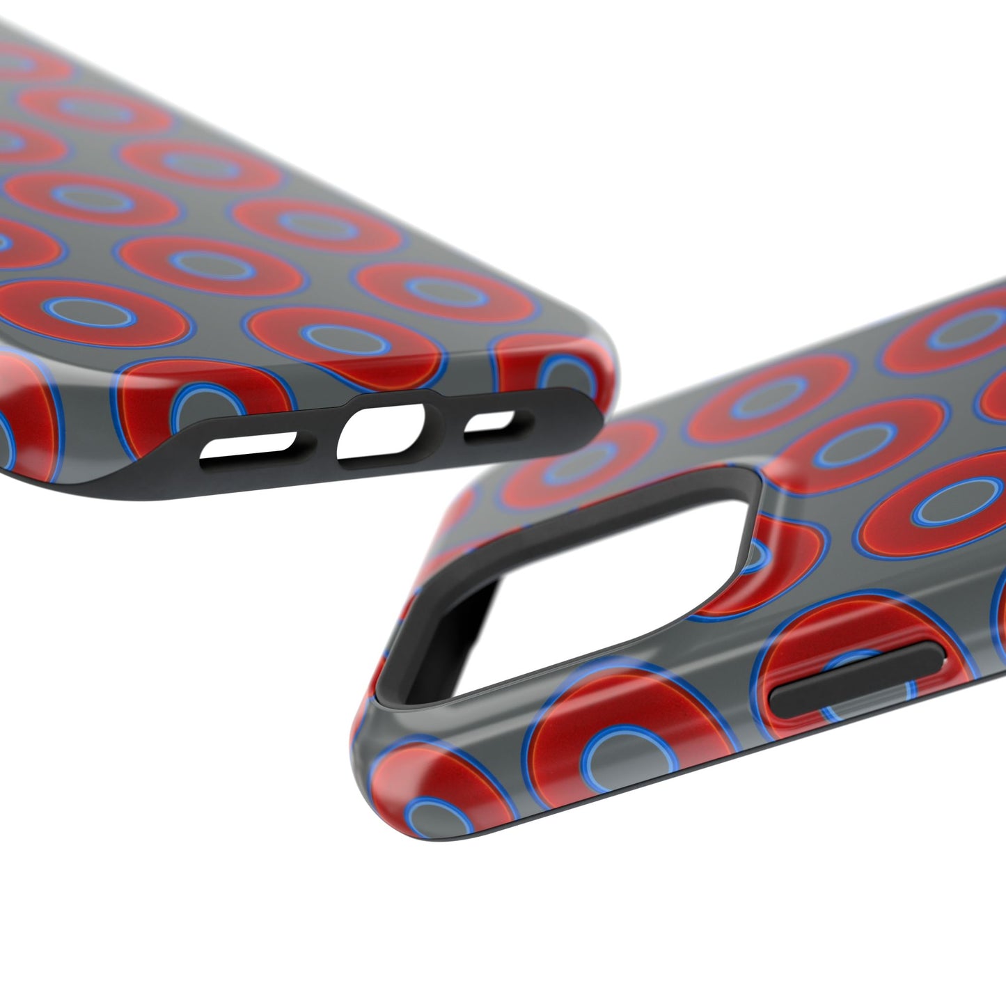 Impact-Resistant Lumpy Donut Case - red vivid donut print w/dark gray background