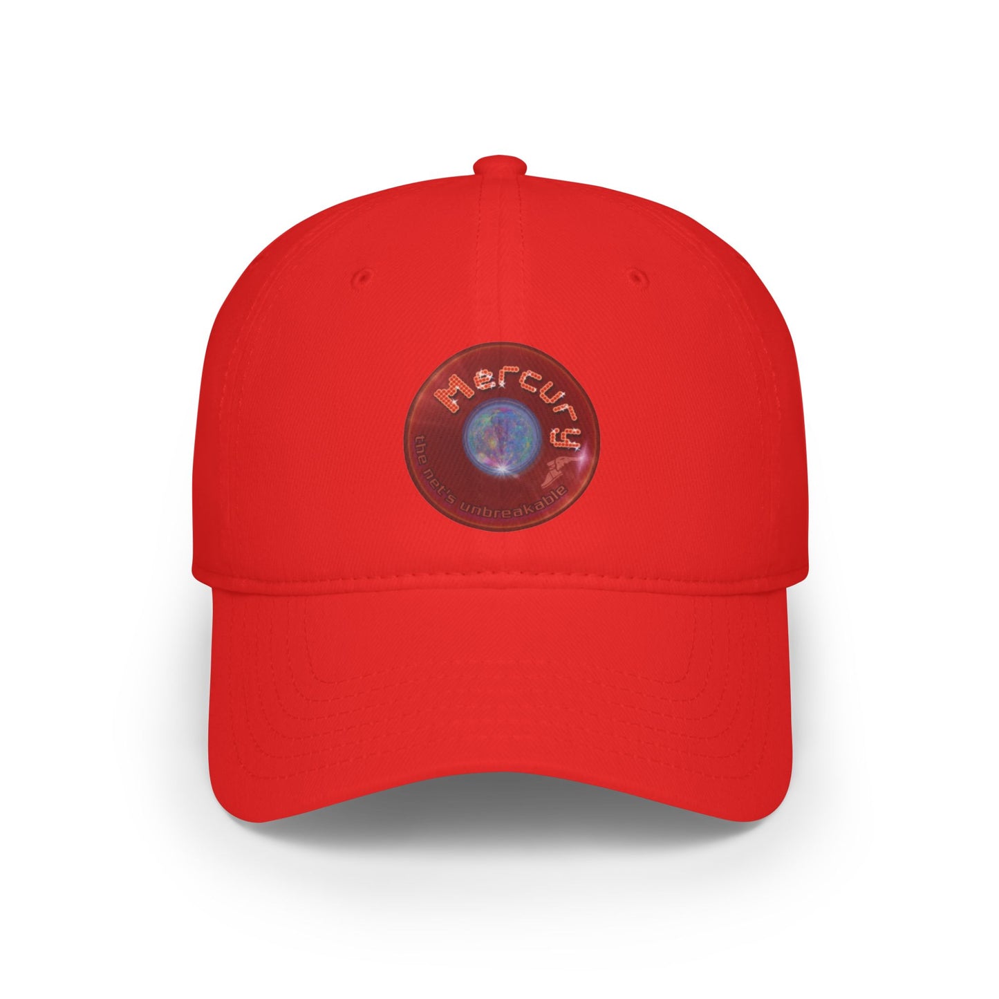 Lumpy Donut Baseball Cap - "Donut of the Gods" - variant 5 - vivid red record donut w/