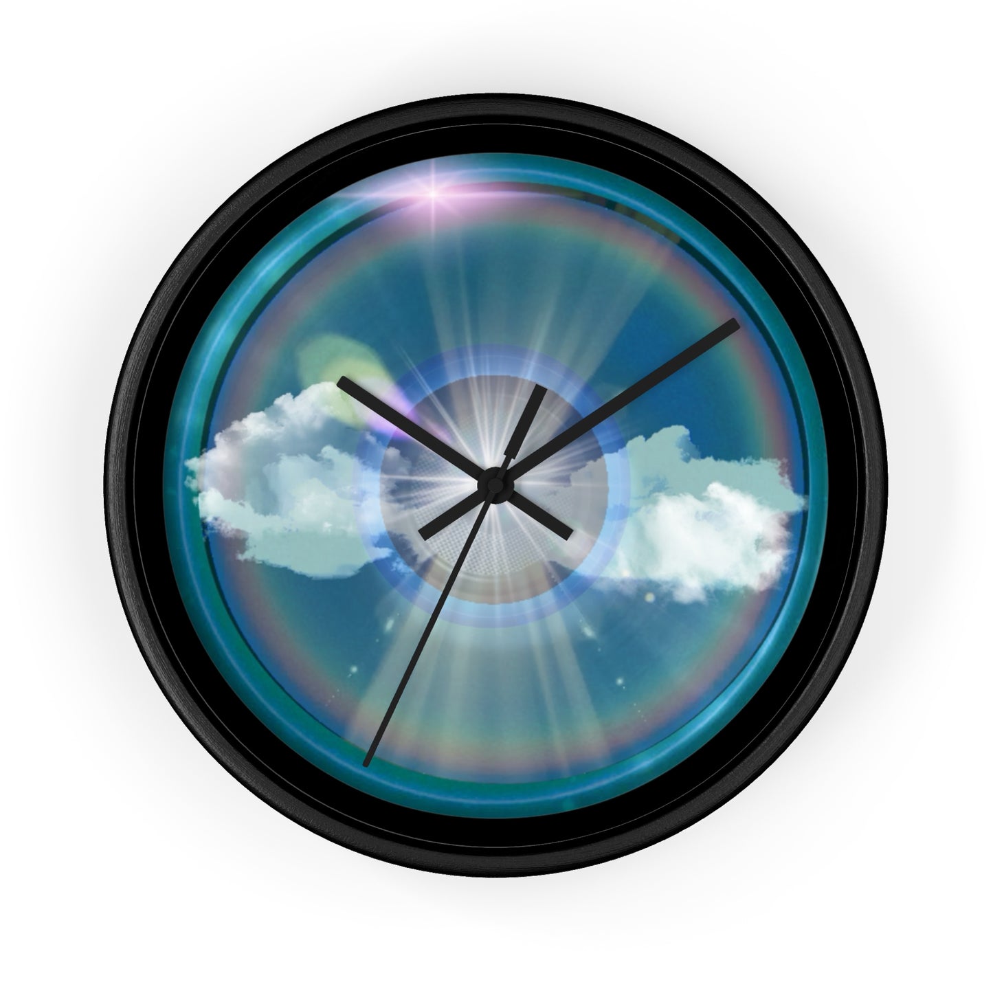 Lumpy Wall Clock - "The Divided Donut Clock" - variant 1 -  sky donut w/black background  [*charitable donut]
