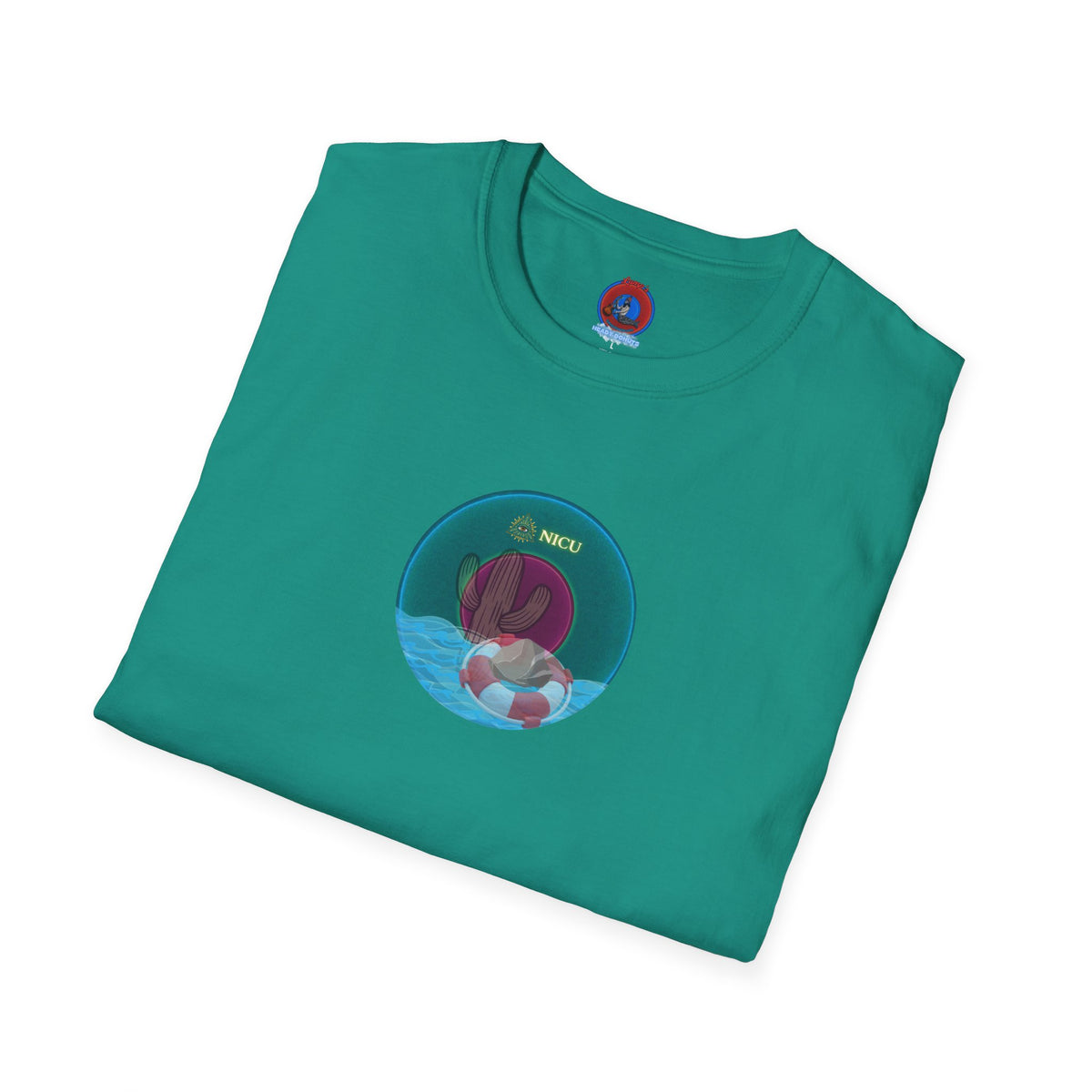 Classic Donut Tee - Unisex Soft-Style - "Masonic Donut of Rites" - series 1.0  - vivid dark teal donut