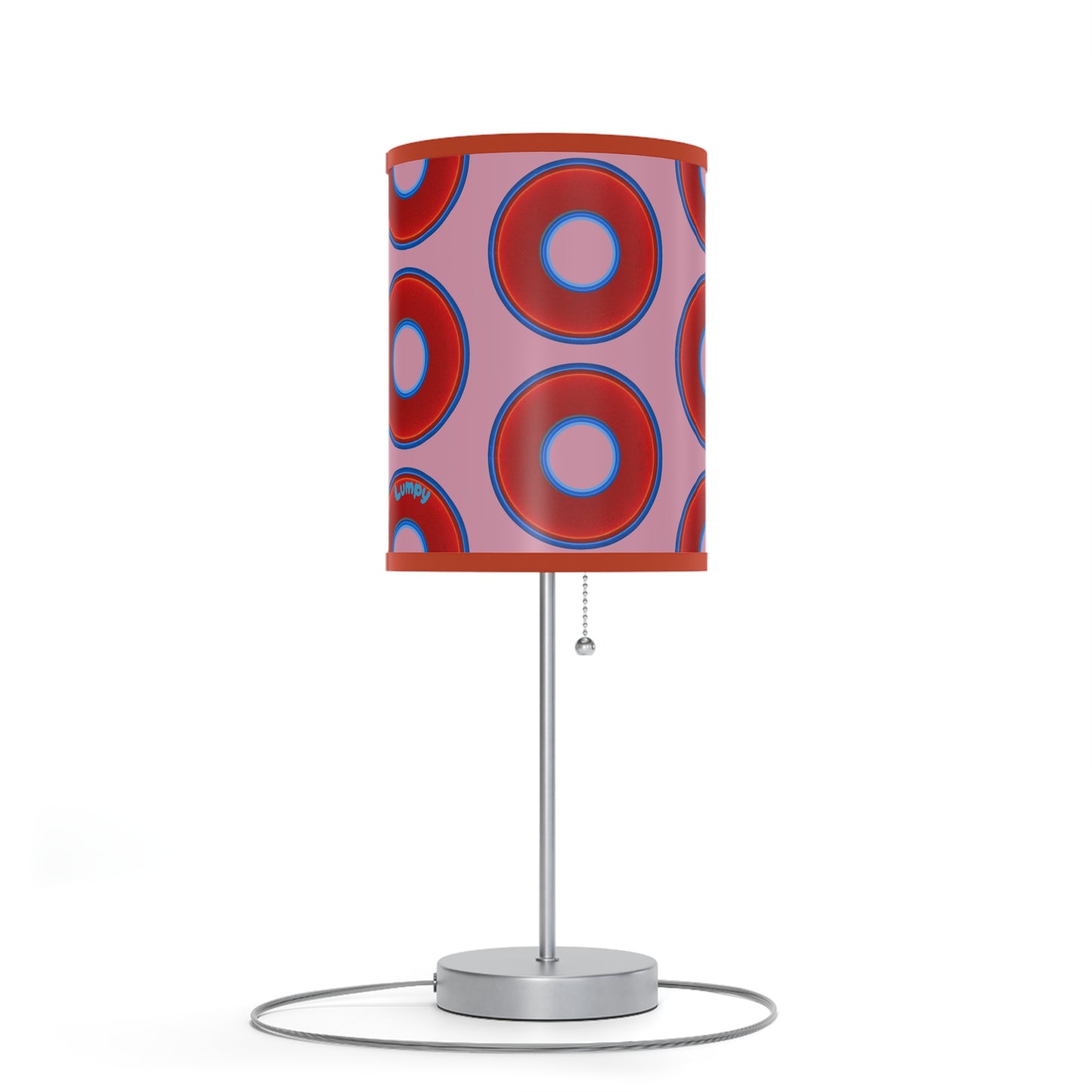 Lumpy Accent Lamps - red vivid donuts w/pale magenta background