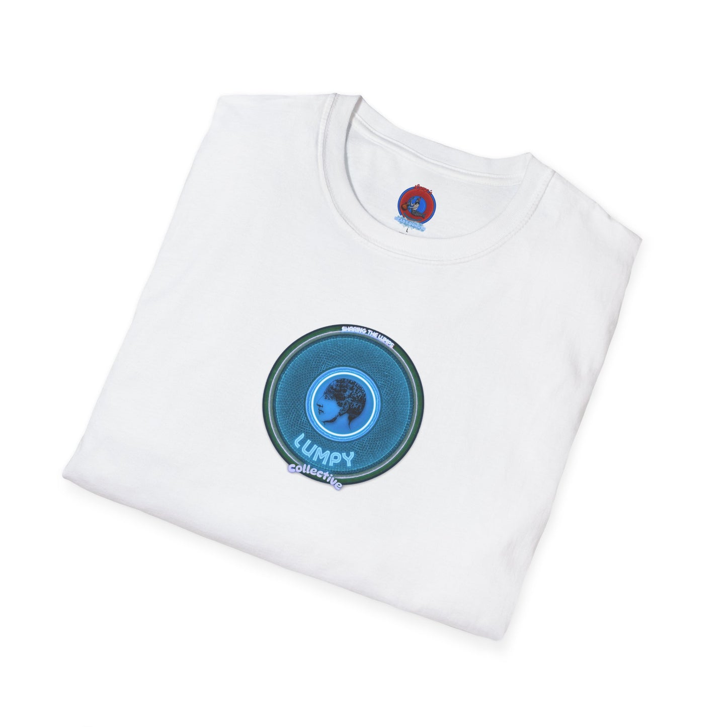 Classic Donut Tee - Unisex Soft-Style - "Lumpy Collective Donut" - aquamarine blue/green lumpy donut - variant 3
