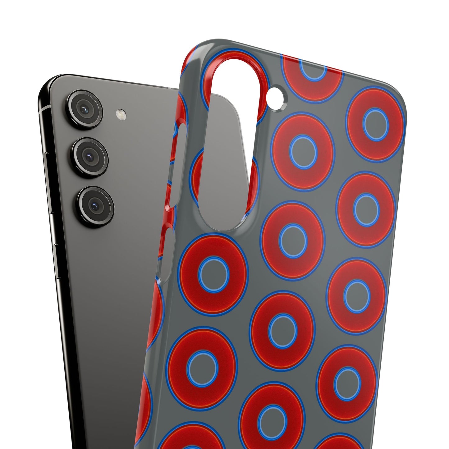 Lumpy Donut Snap Case - red vivid donut print w/dark gray background