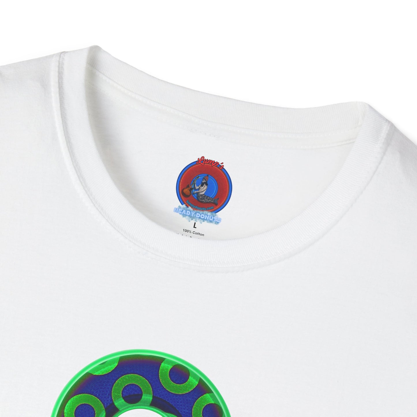 Plain Donuts/Unisex Soft-Style - "Plain Rustic Paradoxical Donuts" - light green/dark blue donuts