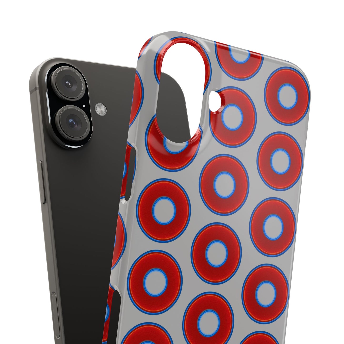 Lumpy Donut Snap Case - red vivid donut print w/light gray background