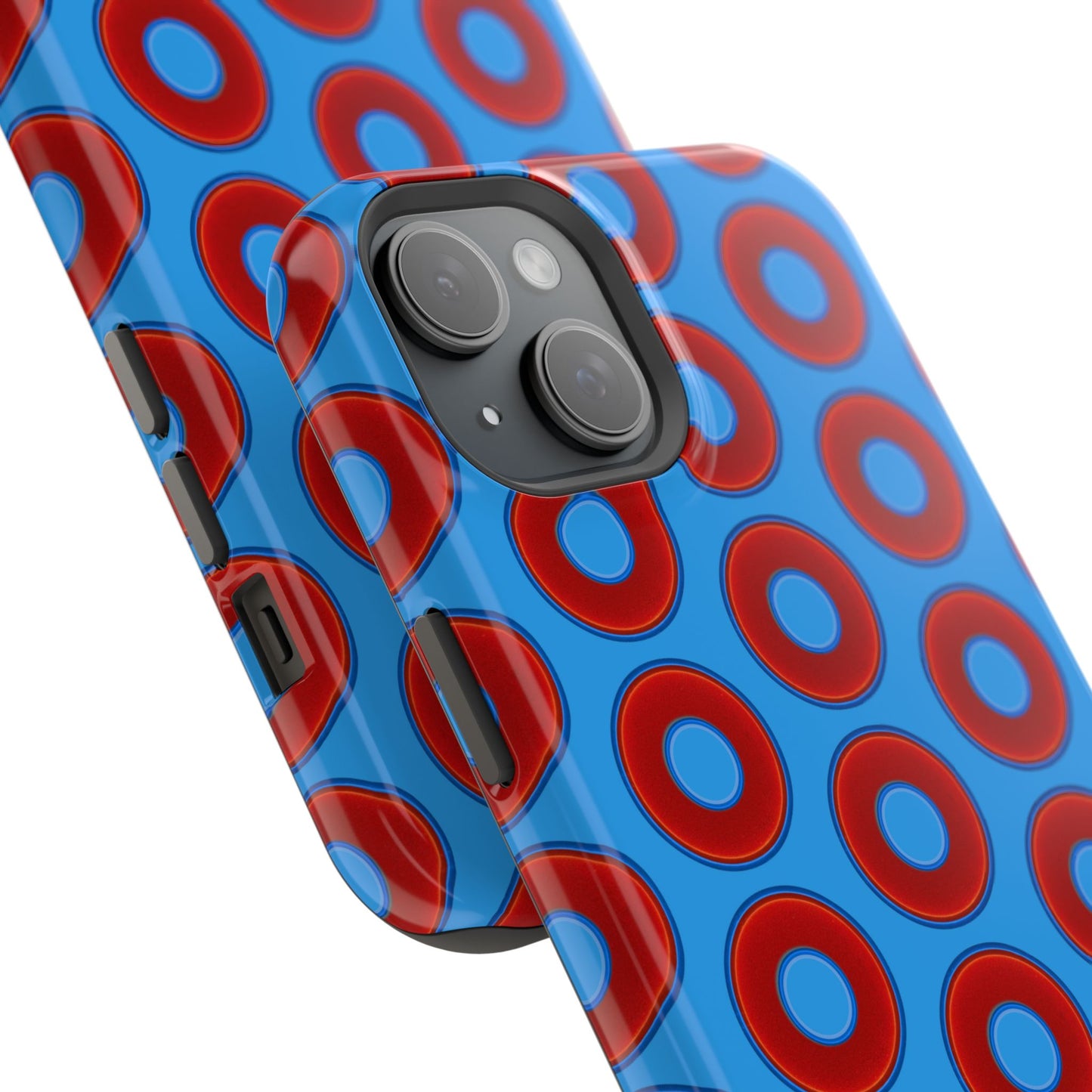 Impact-Resistant Lumpy Donut Case - red vivid donut print w/sky royal blue background