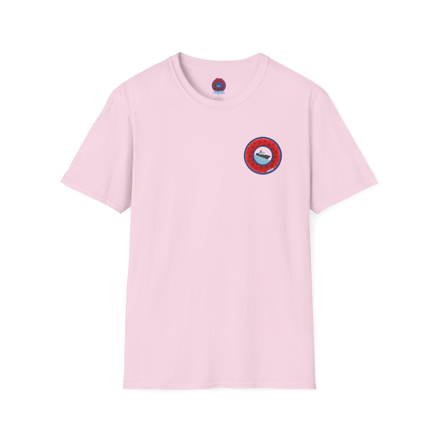 Classic Donut Tee - Unisex Soft-Style - "Phree Donut Sliders" - red/blue widemouthed paradox donut