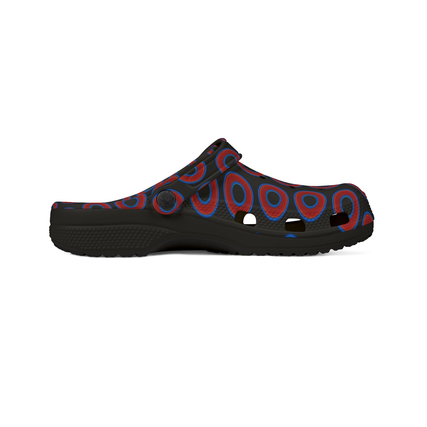 Spatchcocks - donut slip-on shoes - red rustic donuts w/black background [unisex]
