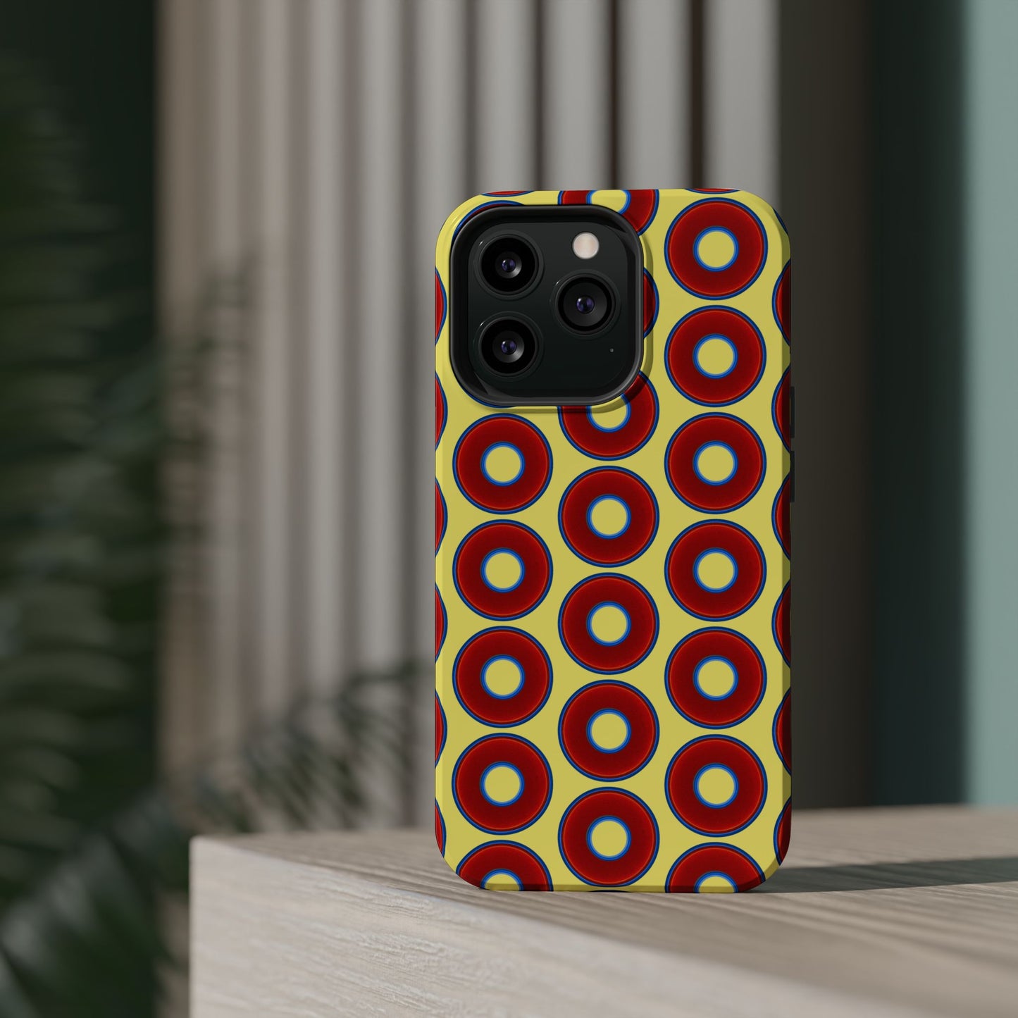 Magnetic Tough Donut Case - red vivid donut print w/yellow background