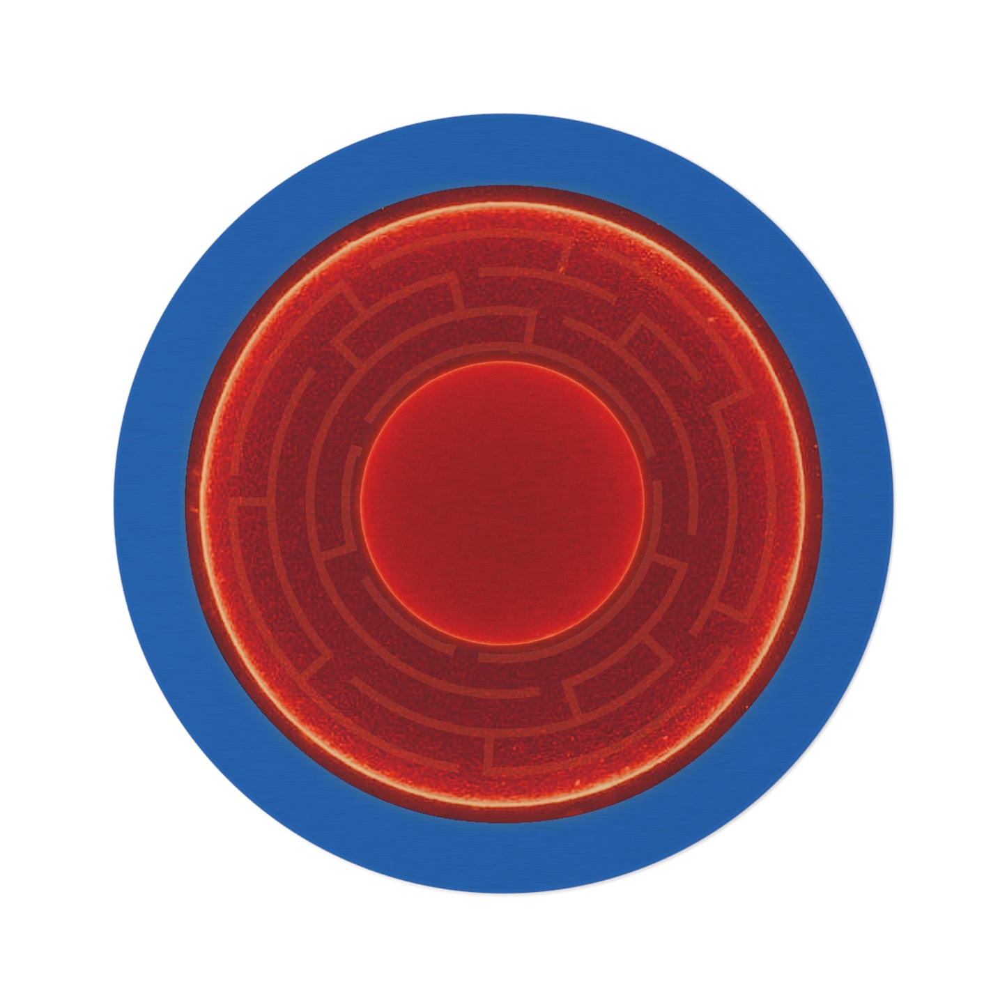 Round Room - 5 ft x 5 ft Lumpy Donut Rug - "The Amazing Donut Rug" - vivid maze donut w/dark royal blue background - variant 2