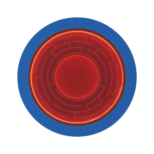 Round Room - 5 ft x 5 ft Lumpy Donut Rug - "The Amazing Donut Rug" - vivid maze donut w/dark royal blue background - variant 2