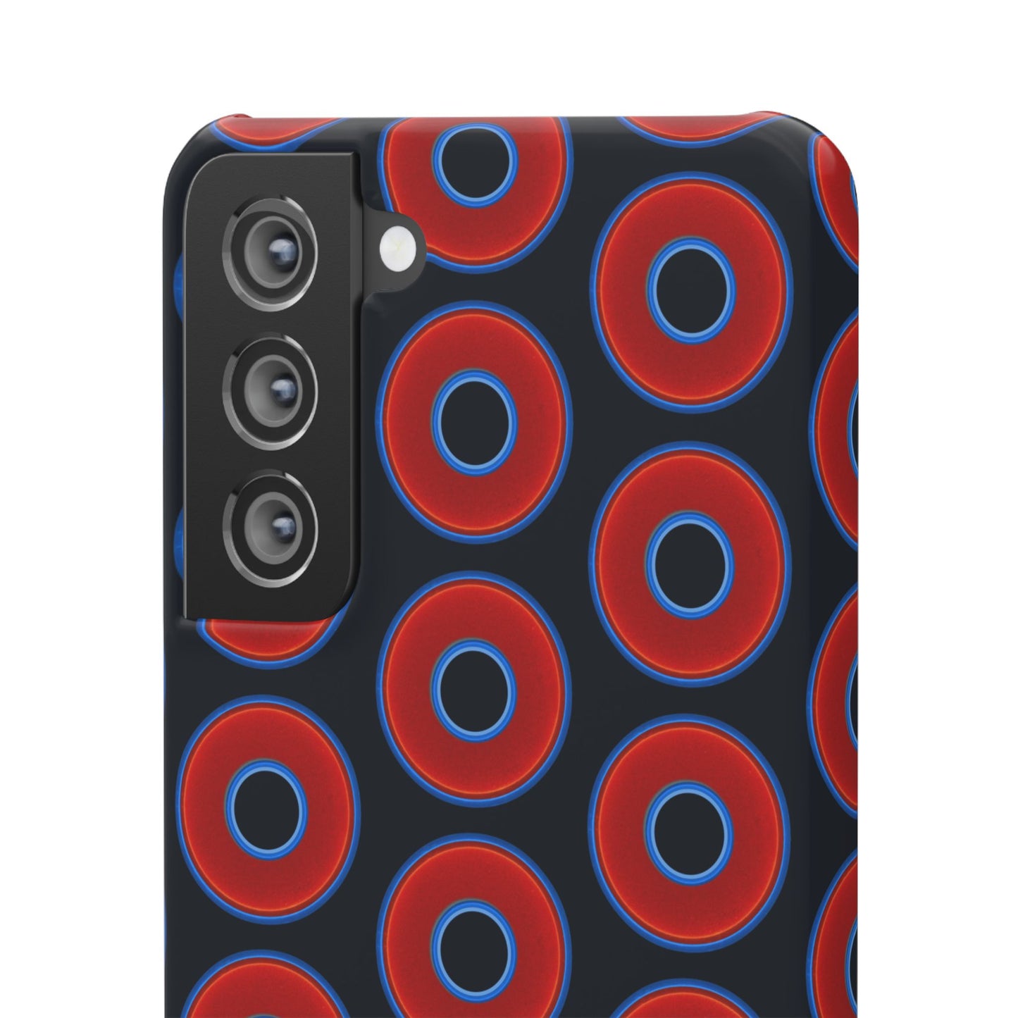 Lumpy Donut Snap Case - red vivid donut print w/blue charcoal background
