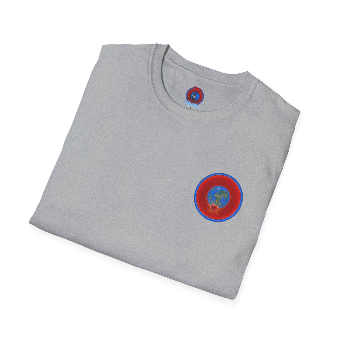 Classic Donut Tee - Unisex Soft-Style - "Soul Donut - We Keep on Rollin' Dough" - vivid red planetary donut - variant 2 [*charitable print - 50% of profit to The Nature Conservatory]