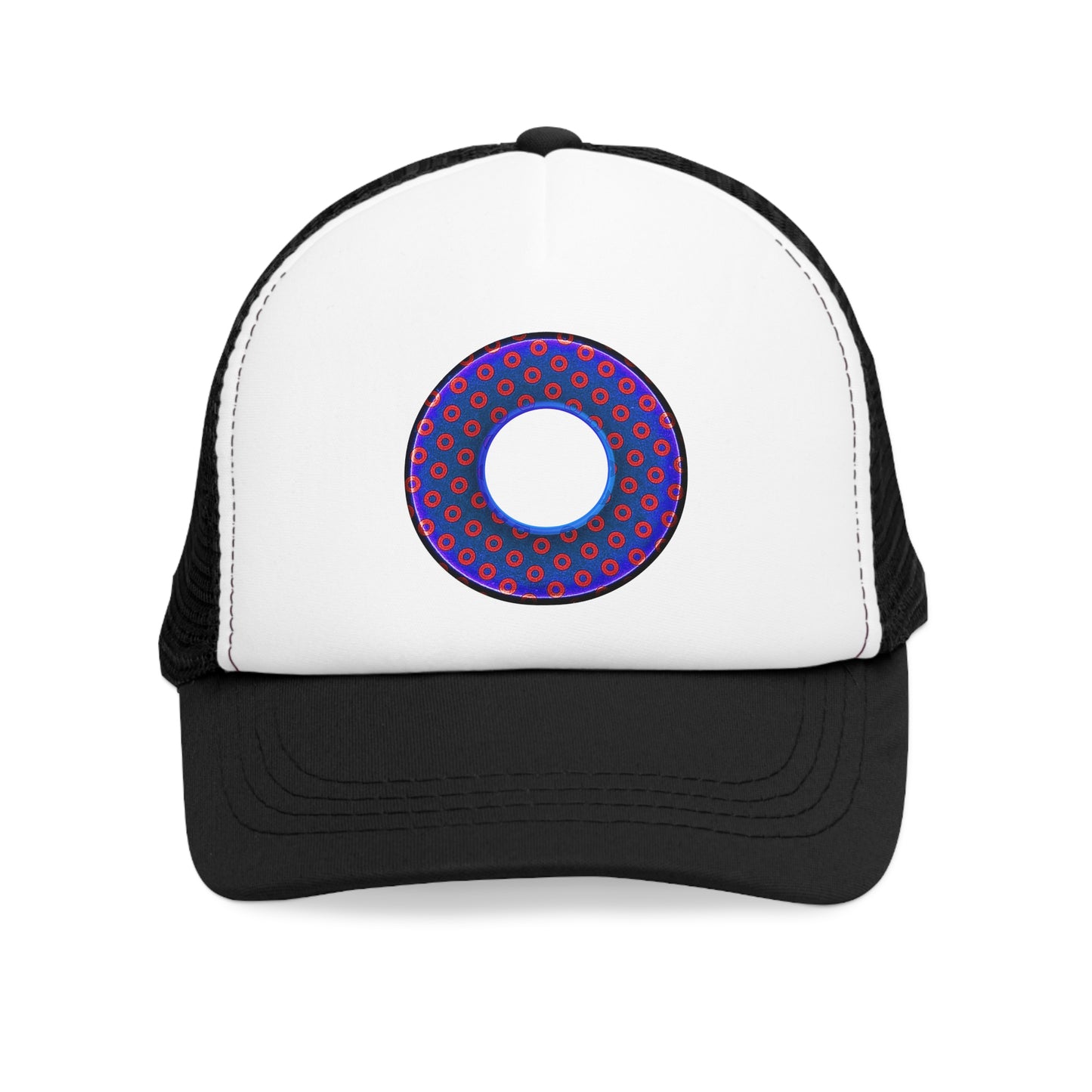 Lumpy Trucker Hat - "Paradoxical Donut - variant 4 - metallic donut print " blue & red