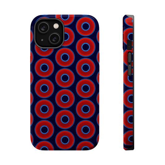Magnetic Tough Donut Case - red vivid donut print w/midnight blue background