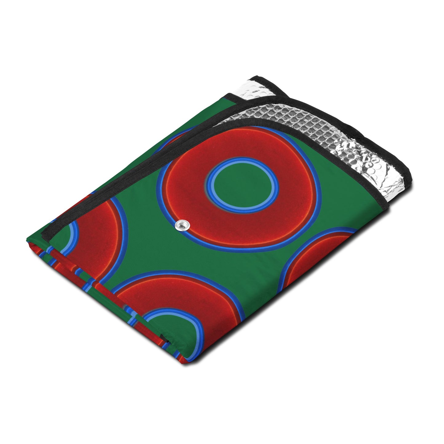 Automotive Donut Sun Shade - red vivid donuts w/green background