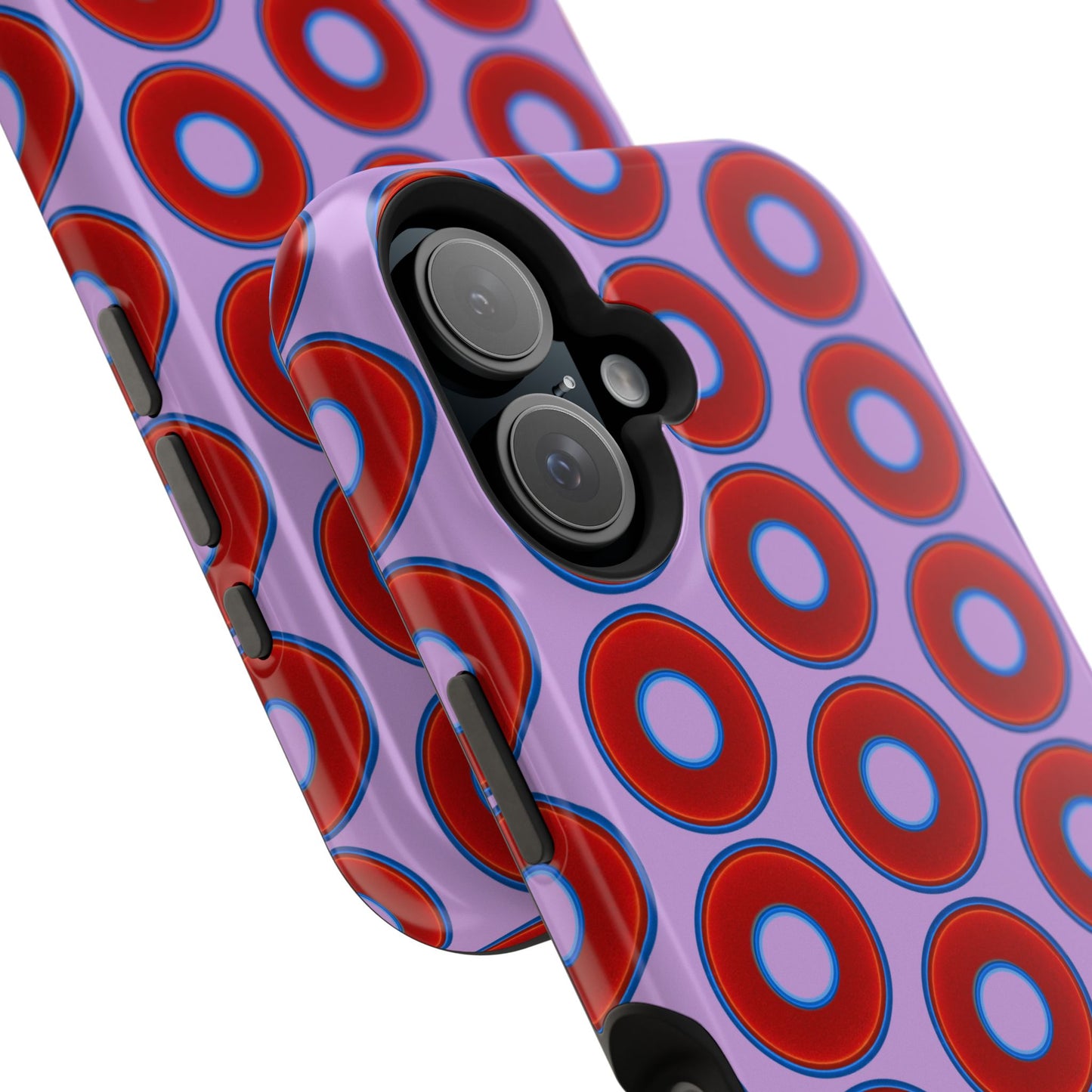 Magnetic Tough Donut Case - red vivid donut print w/wisteria purple background