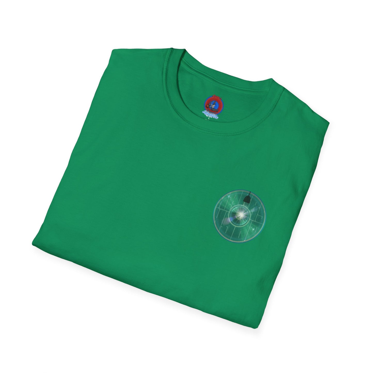 Classic Donut Tee - Unisex Soft-Style - "Harry's Hoodlum Donut" - series 1.0  - variant 4 - lights on/green donut(s)