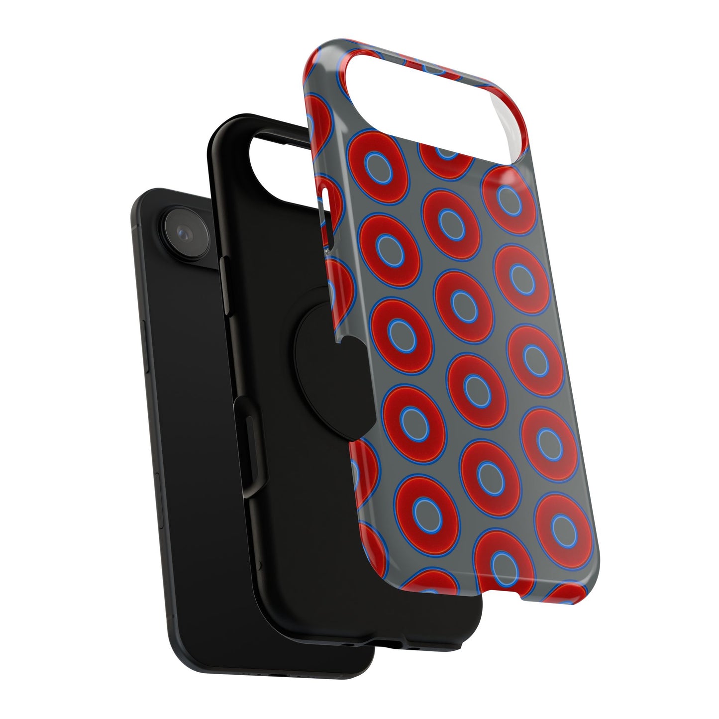 Impact-Resistant Lumpy Donut Case - red vivid donut print w/dark gray background