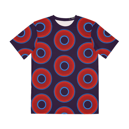 Multi-Beastie Giant Donut AOP Polyester Tee - red vivid donut print w/midnight purple background