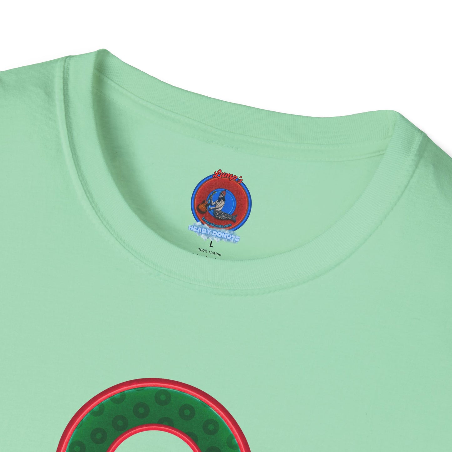 Plain Donuts/Unisex Soft-Style - "Plain Wide Mouthed Paradoxical Donuts" - dark green/red donuts